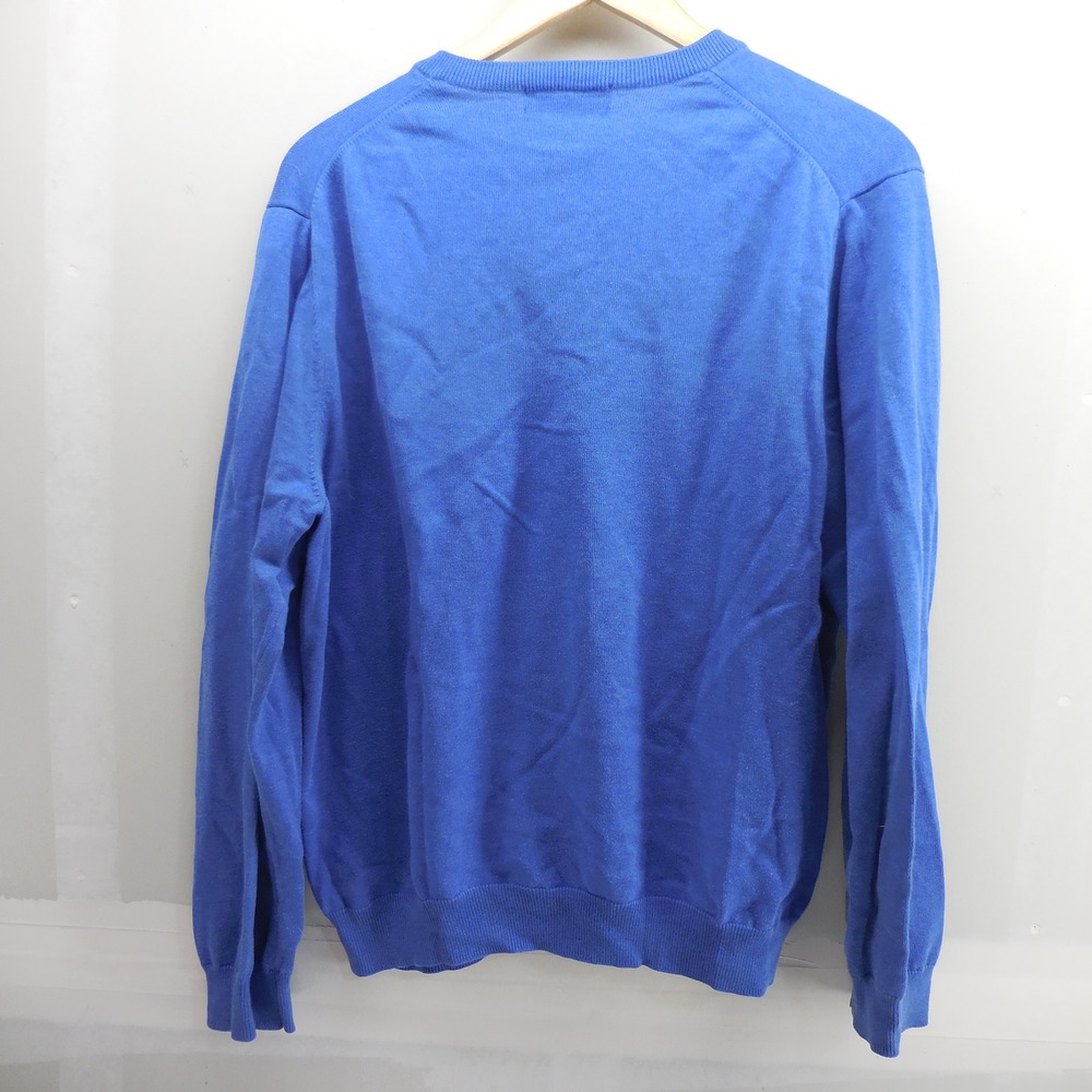 Brooks Brothers Mens Blue Supima Cotton V-Neck Sweater Size L Long Sleeve Knit